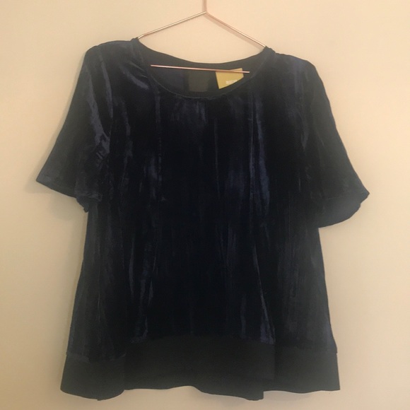 Maeve by Anthropologie blue velvet top. Size S. - Picture 2 of 4